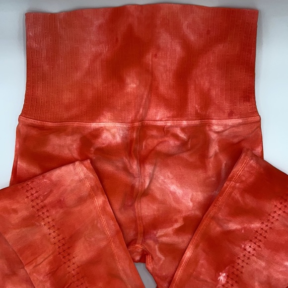 NEW! $78 FREE PEOPLE Movement High-Rise GOOD KARMA XS/S Orange Tie Dyed Leggings - Picture 16 of 17